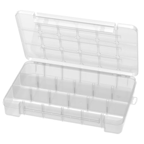 Akro-Mils 05905 Plastic Portable Parts Storage Case for Hardware and Crafts with Hinged Lid and 5 Adjustable Dividers, (14-3/8-Inch x 9-1/2-Inch x 2-1/2-Inch), Large, Clear - size: Large, style: 1-Pack