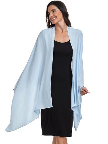 Chiffon Shawl and Wraps for Women Warm Scarves Wedding Evening Bridal Scarfs Pashmina Shawls - color: Light Blue