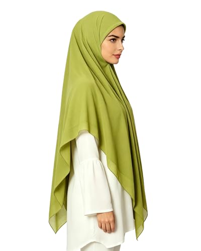 Lina & Lily Premium Chiffon Hijab Head Scarf Shawl Wrap for Muslim Women Square 58'' x 58'' - color: Lime Green