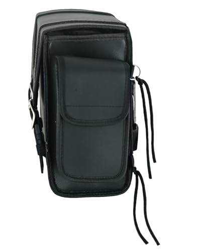 Black Motorcycle Sissy Bar Bag 22.9L Fits Harley Davidson, Indian, Yamaha & Suzuki Motorcycles Synthetic Leather Universal (Plain) - style: Plain