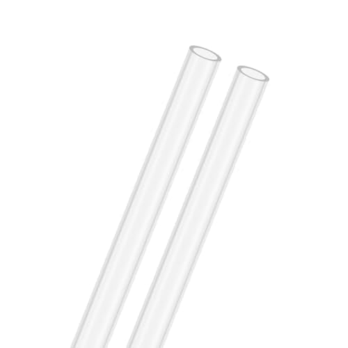 M METERXITY 2-Pack Clear Rigid Acrylic Pipe, 6mm[0.24"] ID x 8mm[0.31"] OD Plastic Round Tube for Water Cooling System/Lamps/Fountains/Aquariums/Display Stand, Acrylic Tubing [305mm/12IN] - size: 6mm ID x 8mm OD