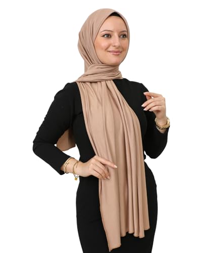 Prien Hijab for Women Viscose Scarf Lightweight Muslim Hijabs Long Shawl Islamic Scarves Turkey Silk Headscarf for Womens - color: Mink