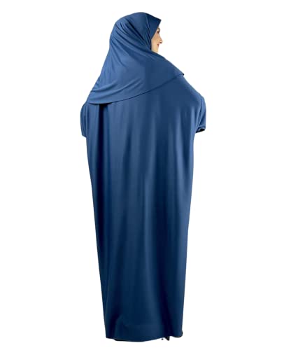 Women Prayer Clothes with Hijab Muslim Outfits Long Robe Abaya Turkish Islamic Dresses Dubai Kaftan with Rosary - color: Purple