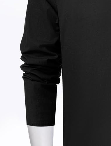 IWEMEK Men Kaftan Robe Button Up Muslim Thobe Long Sleeve Eid Ramadan Abaya Henley Shirts Casual Dubai Islamic Prayer Clothes - color: Black, size: Medium