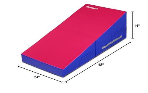 Matladin 48"x24"x14" Tumbling Mat - Folding Gymnastics Cheese Wedge Mat for Kids, Girls Home Training - color: Pink,Dark Purple