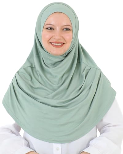 Prien Ready To Wear Hijab For Women, Instant Turban, Soft Muslim Scarf For Prayer, Long Hijabs, Islamic Clothes, Jersey Abaya - color: Light Green