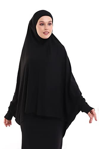 ihvan online, Women Muslim Hijab Cover, Islamic Khimar, Long Salah Clothes. Prayer Hijab for Women - color: Black