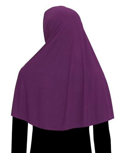 Women's Khimar Hijab Modest Muslim Cover Instant Elastane Elbow Length Easy Pull-on Islamic Headscarf - color: Purple