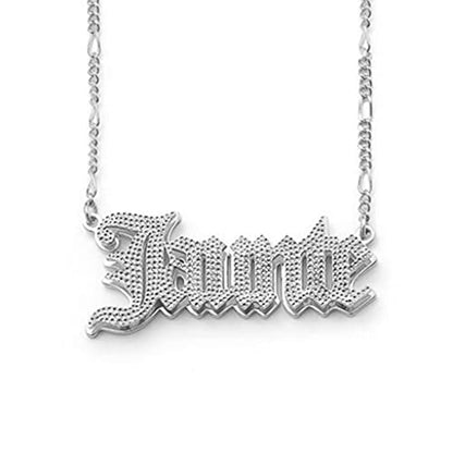 Custom Name Necklace Double Plated Name Necklace Personalized Name Plate Necklaces Name Necklaces for Women 18k Gold Plated Nameplate Pendant - color: Style 16