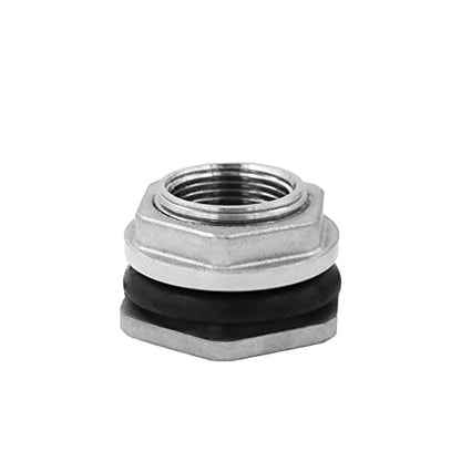 3/4" Bulkhead Water Tank Connector SUS304 Stainless Steel Thru-bulk Fitting,SAFYY Water Pipe Connector,Water Tank Adapter,Thru-Bulk Pipe Fitting for Rain Barrels,Aquariums,Water Tanks,Tubs,Pools - size: 0.75 Inch