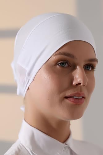 ihvan online, Hijab Cap, Beanie Undercap Scarf, Turban Head Wraps for Women, Hair Wrap, Muslim Under Scarf Hijab Cap - color: White