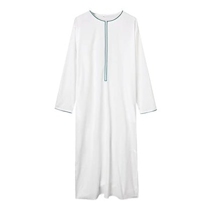 Alalaso Mens Kaftan Thobe Islamic Saudi Arabic Middle East Robes Solid Color Lightweight Long Sleeve Clothing Ramadan Jubbah - color: 1-white, size: Large