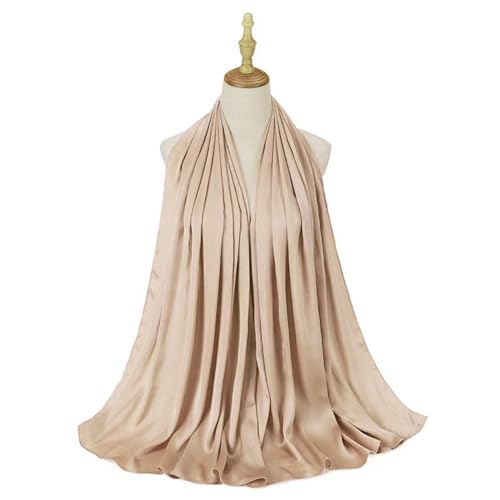 Luxury Silky Satin Hijab for Women, Shimmer Crinkle Muslim Head Scarf, Graceful Feminine Charm - color: Champagne