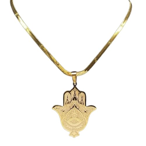 choker necklace，Hand Turkish Eye Lotus Necklace for Women Men Gold Color Egypt Amulet Islam Chain Arabic Jewelry