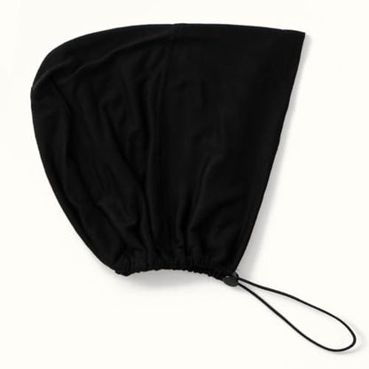 Women's Adjustable Elastic Drawstring Hijab Undercap, Soft Stretchy Jersey Underscarf Hijab Liner Hat - color: Black