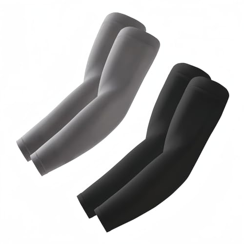 ROXUN Arm Sleeves, Cooling UV Sun Protection Sports Compression for Men/Women - color: 2 Pairs - Black+dark Gray
