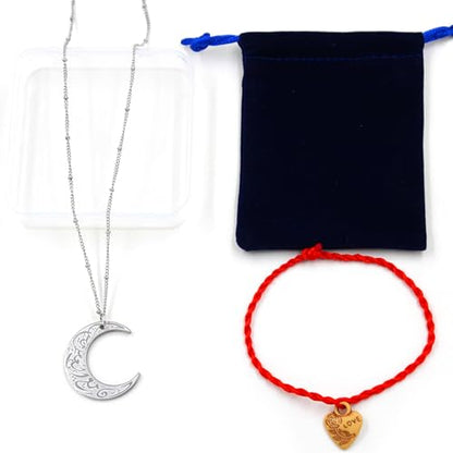 Stainless Steel Arabic Moon Pendant Necklace - Islamic Allah Symbol Jewelry for Men and Women - Religious Amulet Talisman Gift YA4979 - color: white moon pendant necklace