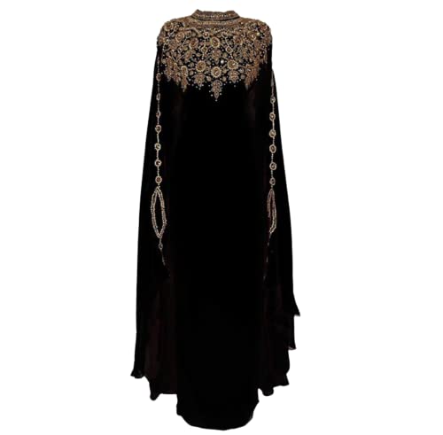 Abaya Kaftan Kimono FARASHA Fancy Casual Muslim Dubai Loose Cover Ups Moroccan - color: Black, size: X-Large