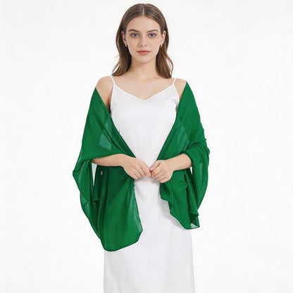 Chiffon Shawls and Wraps - Lightweight Scarve for Women Evening Dresses Wedding Bridal Formal Party - color: Emerald Green