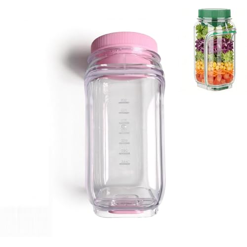 Salad Jar with Side Opening - Leakproof Salad Container & Pod, Mason Jar with Dressing Cup, Portable Lunch Container for Meal Prep, Dishwasher & Freezer Safe, for Office, Gym(Pink) - color: Pink