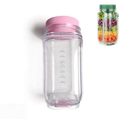 Salad Jar with Side Opening - Leakproof Salad Container & Pod, Mason Jar with Dressing Cup, Portable Lunch Container for Meal Prep, Dishwasher & Freezer Safe, for Office, Gym(Pink) - color: Pink