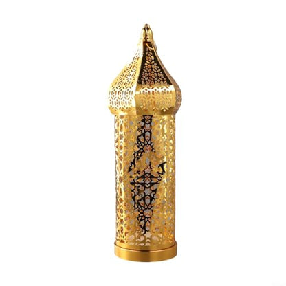 Moroccan Style Hollow Iron Lantern For Ramadan Festival Decoration With Ornamental Light Feature For Home Use (L)