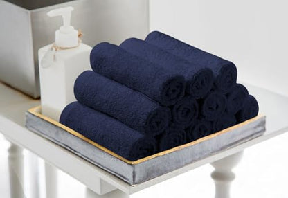 Avalon Towels Salon Towel - Navy Blue Hand Towels Bulk Pack of 24 - 100% Cotton Absorbent Spa, Facial & Gym Towel for Working Out - 16x27 Inches (Not Bleach Proof) - color: Navy