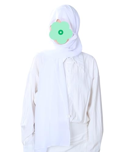 Magnetic Chiffon Hijab Scarf for Women, Quick Snap Closure Headscarf, Breathable Muslim Headwrap with Under Cap - color: Pearly White