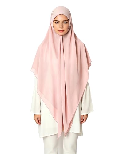 Lina & Lily Premium Chiffon Hijab Head Scarf Shawl Wrap for Muslim Women Square 58'' x 58'' - color: Blush Pink