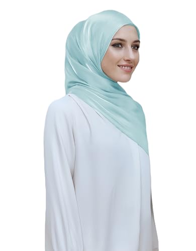Lina & Lily Sheen Shimmer Women's Crepe Scarf Shawl Wrap Head Hijab Lightweight - color: Aqua Blue
