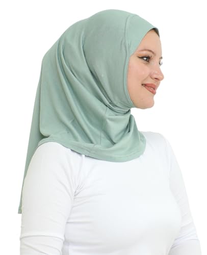 Prien Sport Instant Hijab For Women, Muslim Cotton Turban, Soft Head Scarf, Ready To Wear Hijabs Prayer Clothes, Islamic Wear - color: Light Green