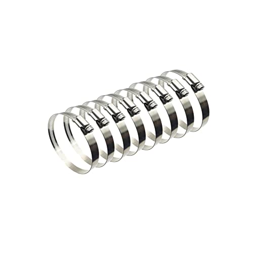 8Pcs 2.5" (Diameter) Adjustable 304 Stainless Steel Duct Clamps Hose Clamp Pipe Clamp Air Ducting Clamp worm drive hose clamps (52mm-76mm) - size: 2.5" -8Pcs