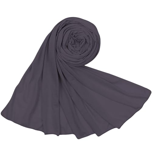 Hijab Scarf for Women Soft Cotton Muslim Jersey Hijab Head Wrap Scarves Fashion Long Scarf Shawls - color: Dark Grey