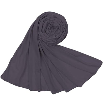 Hijab Scarf for Women Soft Cotton Muslim Jersey Hijab Head Wrap Scarves Fashion Long Scarf Shawls - color: Dark Grey