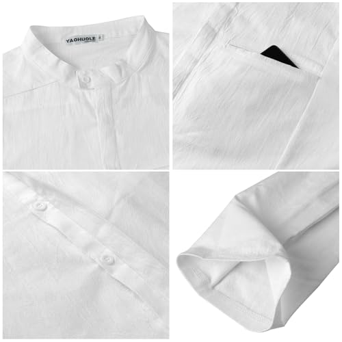 YAOHUOLE Kaftan for Men - Long Sleeve Muslim Thobe with Button Down Closure - color: White, size: XX-Large