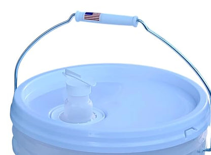 2 Gallon Graduated Measuring Mixing Bucket Pail Quarts Liters Food Grade Resist Heat BPA Free Transparent HDPE Plastic Storage Container LeakProof Lid with Spout & Handle Premium Quality FDA Compliant