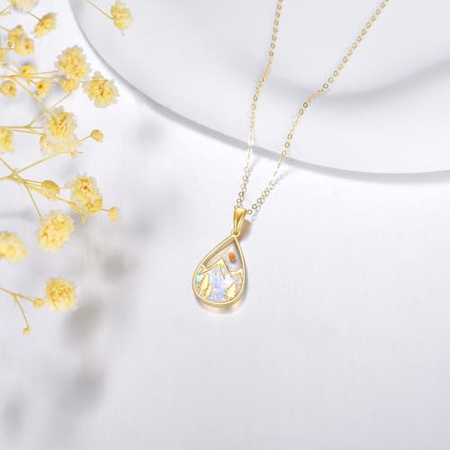 DOVRAN 9K/10K/14K Solid Gold Necklace for Women Real Yellow Gold Faith Pendant Jewelry Mother's Day Birthday Gift for Wife Mom - color: A04-9K Mustard Seed