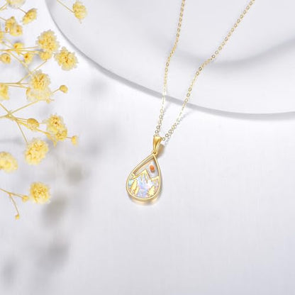 DOVRAN 9K/10K/14K Solid Gold Necklace for Women Real Yellow Gold Faith Pendant Jewelry Mother's Day Birthday Gift for Wife Mom - color: A04-9K Mustard Seed