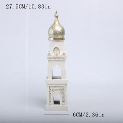 Islamic Cultural Decor Collection - Handcrafted Resin Mosque Models & Tower Ornaments for Home/Office Display Ramadan Decoration (Tower 1) - style: tower 1