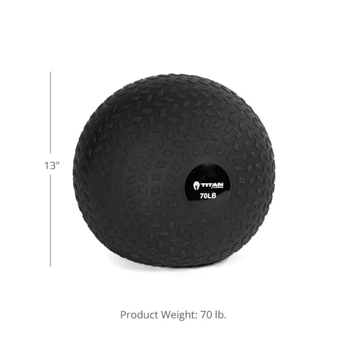 Titan Fitness Rubber Tread Slam Ball, Dead Bounce, Weight Workout - Throw, Catch, Slam, Twist - style: 70 lb