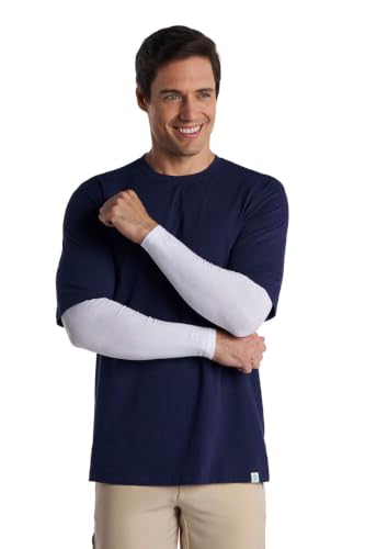 Coolibar Men's Sun Arm Sleeves - UPF 50+ Sun Protection - Navagio - color: White, size: Small-Medium