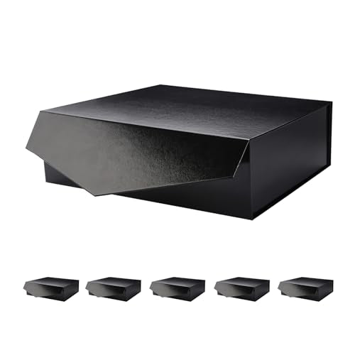 PACKHOME 6 Large Black Gift Boxes 13.5x9x4.1in with Magnetic Lids - color: 13.5x9x4.1 Inch-Black-Pack of 6