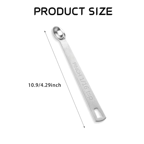 4 PCS 1/16 Teaspoon (1/16 Tsp | 0.33 mL | 0.33 cc) Single Measuring Spoon, Stainless Steel 1/16 Tsp Small Measuring Spoon Mini Measuring Spoons - size: 1/16 Teaspoon