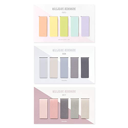 Monolike Magnetic Bookmarks Solid Pastel + Ocean + Misty, 15 Pieces - color: Pastel + Ocean + Misty Set