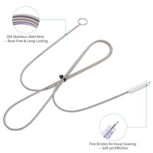 Upgrade 2 Packs Extra Long Drain Cleaners Brush, 64 Inches Flexible Sunroof Drain Cleaning Brush Tool, Premium Tube Cleaner for Dishwasher Drain Hose, Bathroom