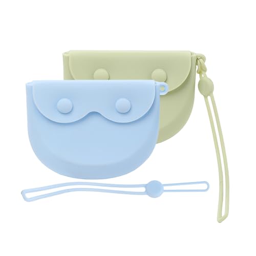 2 Pack Travel Retainer Aligner Holder Case with Vent Holes Lanyard, Silicone Dental Night Guard Case Cute, Brace Dentures Sport Mouthguard Container Storage for Women, Men (Blue & Green) - color: Blue & Green