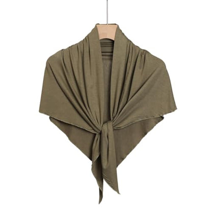 Soft Modal Lightweight Triangle Scarf Shawls Hijab for Muslim Ramadan Women Turban Headwrap Scarves - color: Army Green