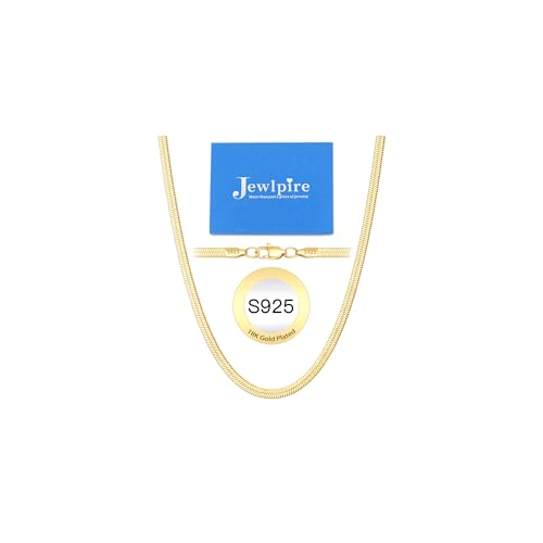 Jewlpire 18K Gold Plated 925 Sterling Silver Herringbone Necklace for Women, 3mm/4mm/5mm Necklace for Women Flat Snake Chain Necklace, Women's Chain Necklaces 16 18 20 22 24 Inch - color: Gold 5mm, size: 24 Inch (Women's Opera Length)