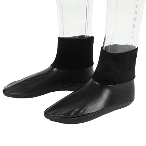 Sunnah Khuff Socks, Muslim Khuffain Socks Mosque Thermal PU Leather Polyester Plush Lining 36 To 41 EU Shoe Size (black elastic mouth)