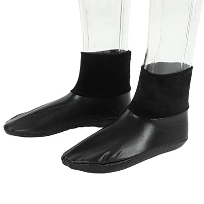 Sunnah Khuff Socks, Muslim Khuffain Socks Mosque Thermal PU Leather Polyester Plush Lining 36 To 41 EU Shoe Size (black elastic mouth)